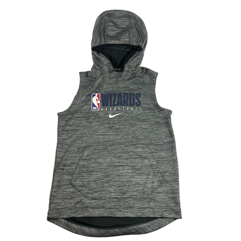 Nike Engineered Washington Wizards Mens Heathered Gray Sleeveless Hoodie M Tall